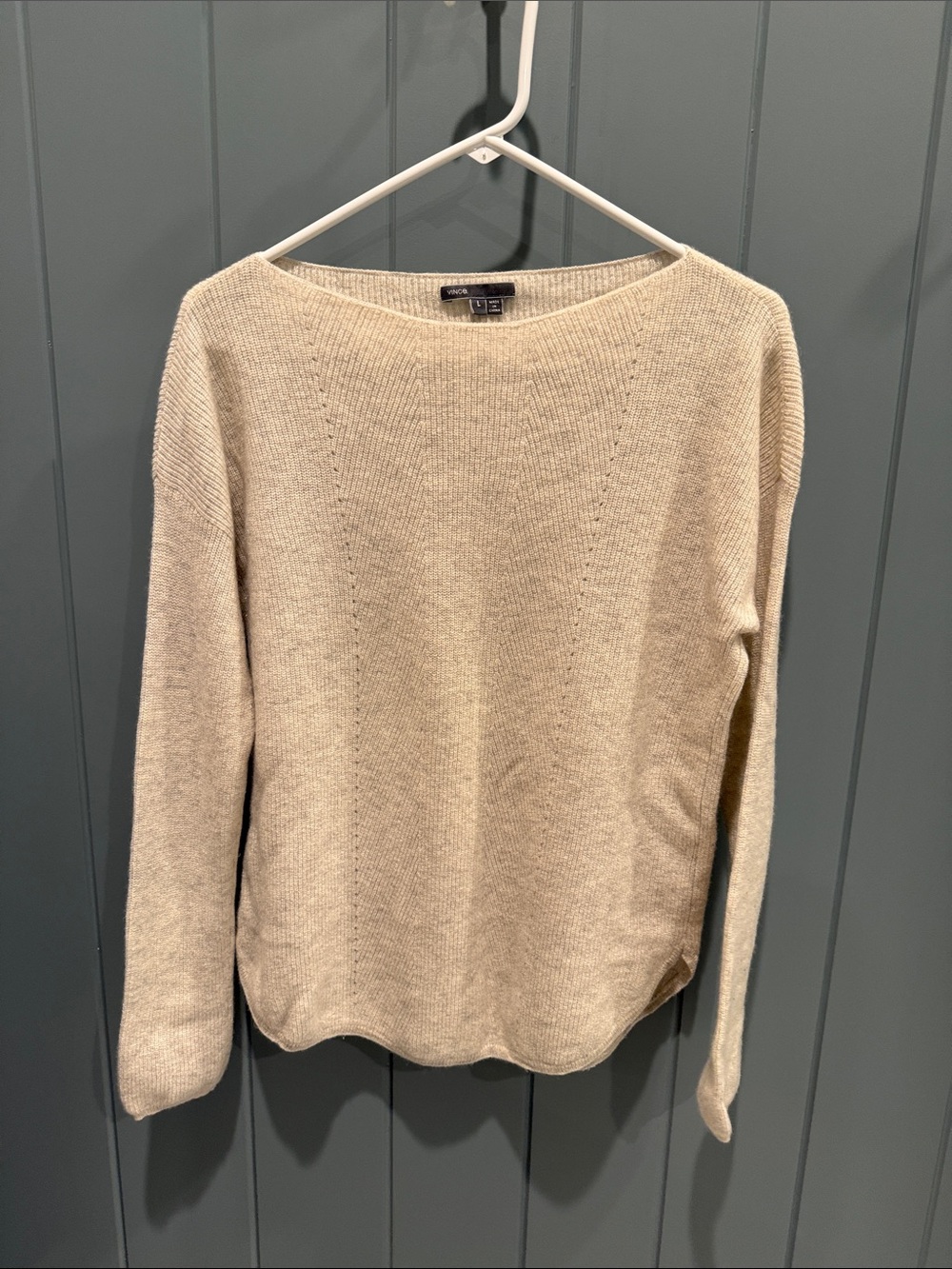 Vince Cashmere Lightweight Crewneck Sweater in Oatmeal